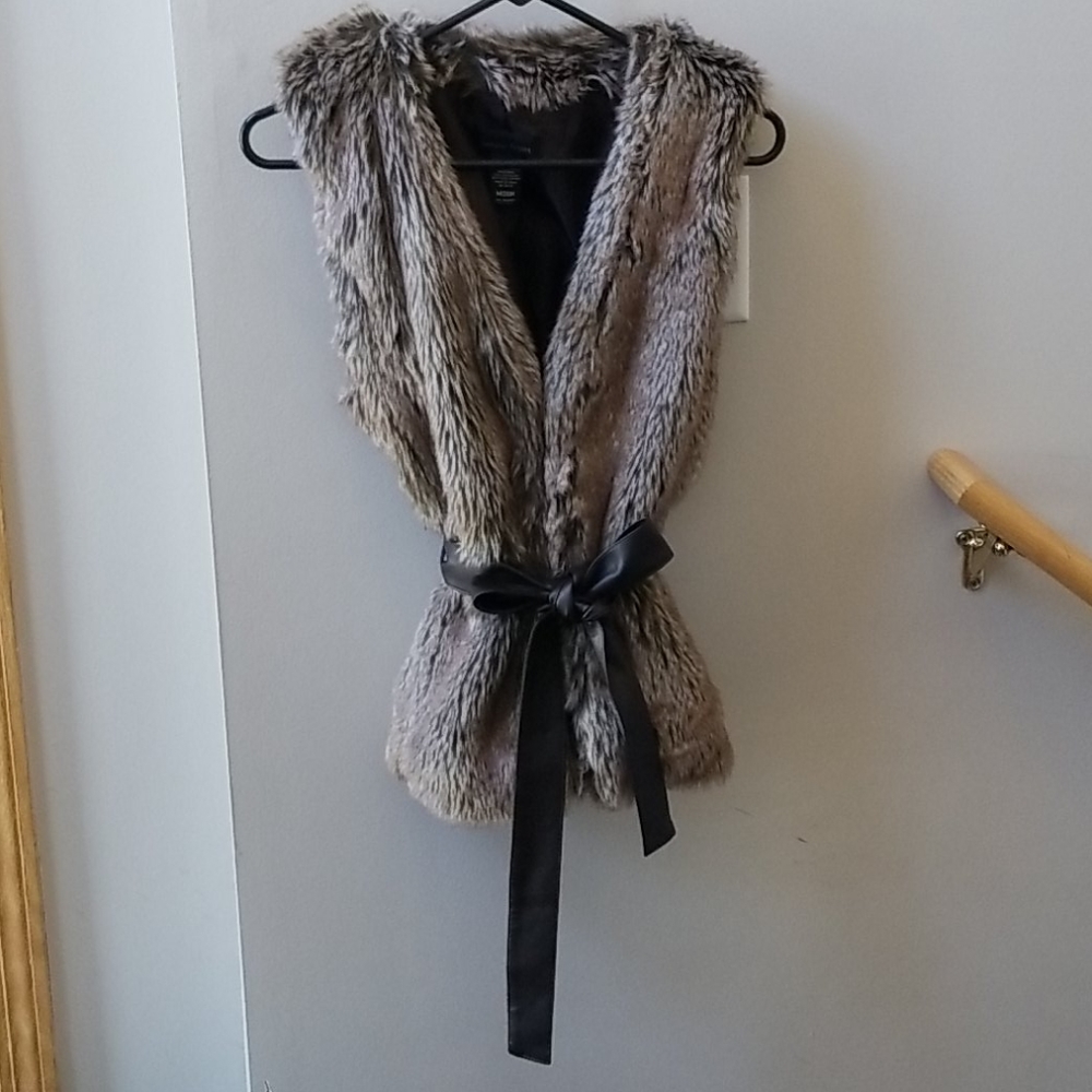 Sweater Project Faux Fur Vest with belt